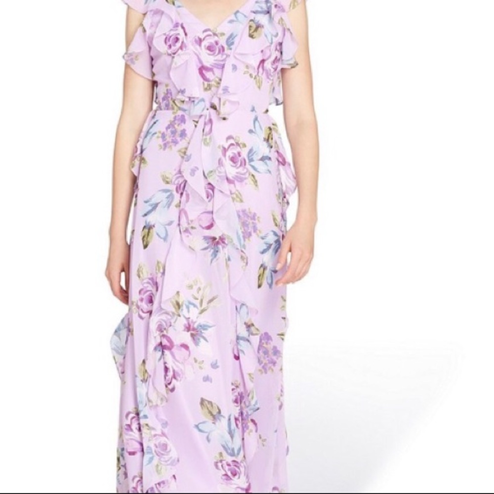 COPY - Tahari ASL Ruffled Floral Print Chiffon Maxi